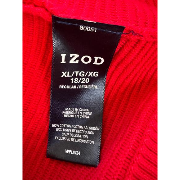 NEW IZOD Boys Tango Red Crew Neck Ribbed Pullover Sweater Size XL - Picture 4 of 5